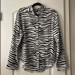 Zebra Print Button Down Shirt